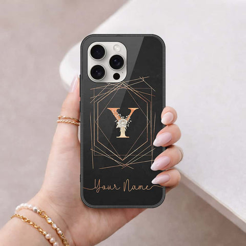 iPhone 16 Pro - Personalized Alphabet Series - HQ Ultra Shine Premium Infinity Glass Soft Silicon Borders Case