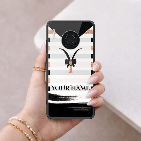 Huawei Mate 30 Cover - Personalized Alphabet Series - HQ Ultra Shine Premium Infinity Glass Soft Silicon Borders Case