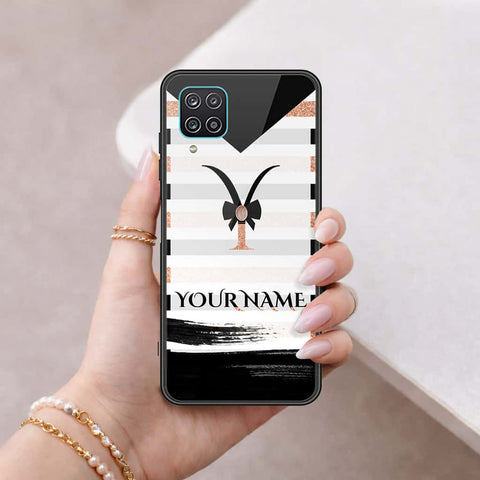 Samsung Galaxy A12 Cover - Personalized Alphabet Series - HQ Ultra Shine Premium Infinity Glass Soft Silicon Borders Case