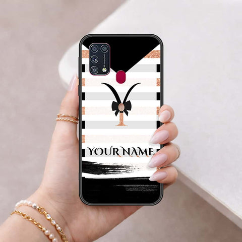Samsung Galaxy M21s Cover - Personalized Alphabet Series - HQ Ultra Shine Premium Infinity Glass Soft Silicon Borders Case