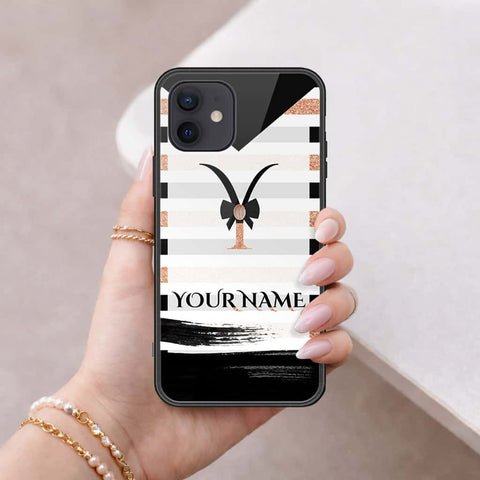 iPhone 12 Mini Cover - Personalized Alphabet Series - HQ Ultra Shine Premium Infinity Glass Soft Silicon Borders Case