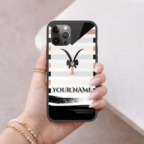 iPhone 12 Pro - Personalized Alphabet Series - HQ Ultra Shine Premium Infinity Glass Soft Silicon Borders Case