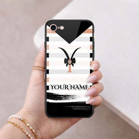iPhone 8 / 7 - Personalized Alphabet Series - HQ Ultra Shine Premium Infinity Glass Soft Silicon Borders Case