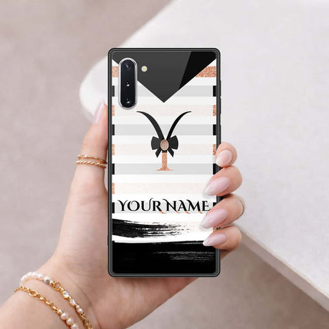 Samsung Galaxy Note 10 Cover - Personalized Alphabet Series - HQ Ultra Shine Premium Infinity Glass Soft Silicon Borders Case