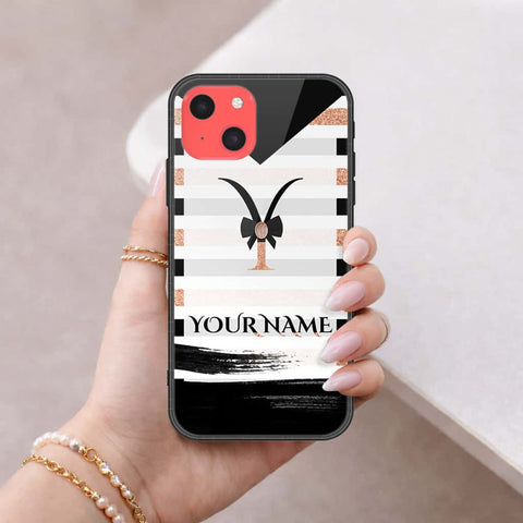 iPhone 13 Mini Cover - Personalized Alphabet Series - HQ Ultra Shine Premium Infinity Glass Soft Silicon Borders Case
