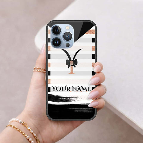 iPhone 13 Pro Cover - Personalized Alphabet Series - HQ Ultra Shine Premium Infinity Glass Soft Silicon Borders Case