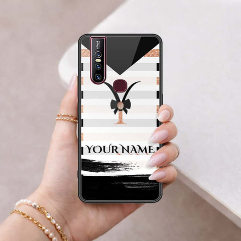 Vivo V15 Cover - Personalized Alphabet Series - HQ Ultra Shine Premium Infinity Glass Soft Silicon Borders Case