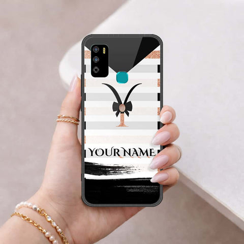 Infinix Hot 9 Play Cover - Personalized Alphabet Series - HQ Ultra Shine Premium Infinity Glass Soft Silicon Borders Case