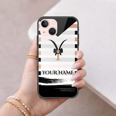 iPhone 14 - Personalized Alphabet Series - HQ Ultra Shine Premium Infinity Glass Soft Silicon Borders Case