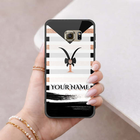 Samsung Galaxy S6 Cover - Personalized Alphabet Series - HQ Ultra Shine Premium Infinity Glass Soft Silicon Borders Case
