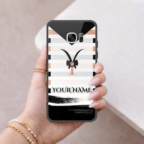 Samsung Galaxy S7 Edge Cover - Personalized Alphabet Series - HQ Ultra Shine Premium Infinity Glass Soft Silicon Borders Case
