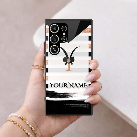 Samsung Galaxy S24 Ultra Cover - Personalized Alphabet Series - HQ Ultra Shine Premium Infinity Glass Soft Silicon Borders Case