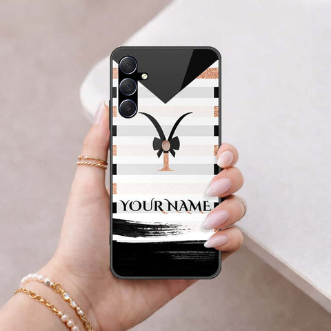 Samsung Galaxy M34 5G Cover - Personalized Alphabet Series - HQ Ultra Shine Premium Infinity Glass Soft Silicon Borders Case