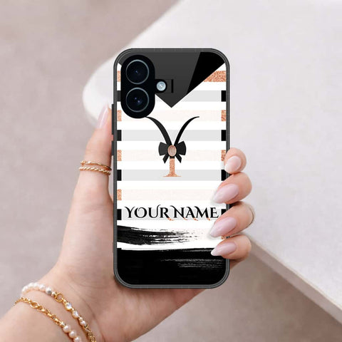 iPhone 18 - Personalized Alphabet Series - HQ Ultra Shine Premium Infinity Glass Soft Silicon Borders Case