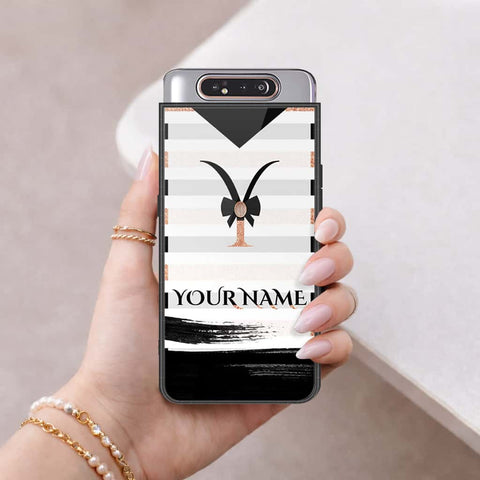 Samsung Galaxy A80 Cover - Personalized Alphabet Series - HQ Ultra Shine Premium Infinity Glass Soft Silicon Borders Case