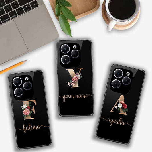 Infinix Hot 40 Pro Cover- Personalized Alphabet Series - HQ Ultra Shine Premium Infinity Glass Soft Silicon Borders Case