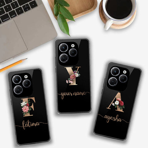 Infinix Hot 40 Pro Cover- Personalized Alphabet Series - HQ Ultra Shine Premium Infinity Glass Soft Silicon Borders Case
