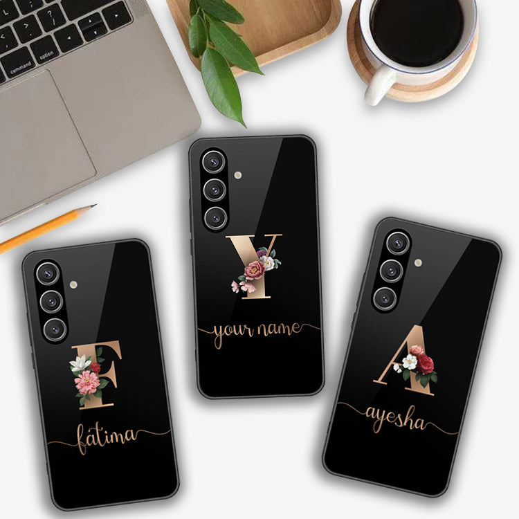 Samsung Galaxy S25 FE Cover- Personalized Alphabet Series - HQ Ultra Shine Premium Infinity Glass Soft Silicon Borders Case