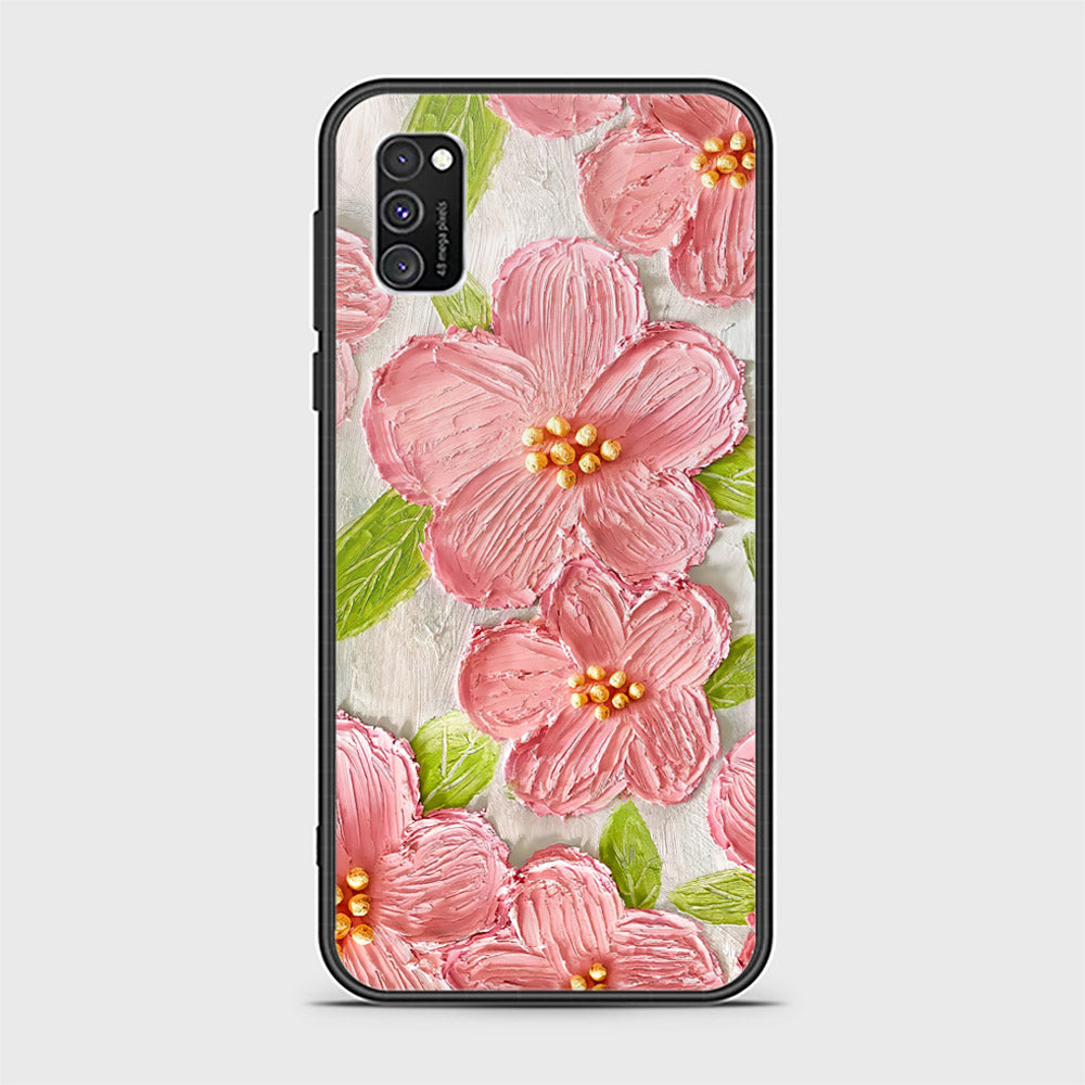 Samsung Galaxy A02s Cover - Floral Series - Design 9 - Pink & Green - HQ Ultra Shine Premium Infinity Glass Soft Silicon Borders Case