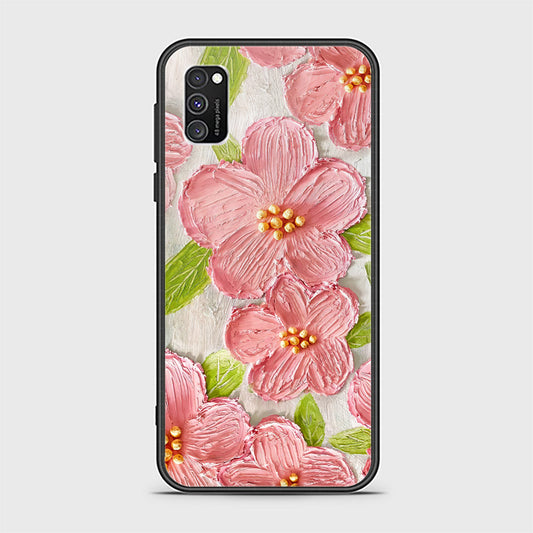 Samsung Galaxy A02s Cover - Floral Series - Design 9 - Pink & Green - HQ Ultra Shine Premium Infinity Glass Soft Silicon Borders Case
