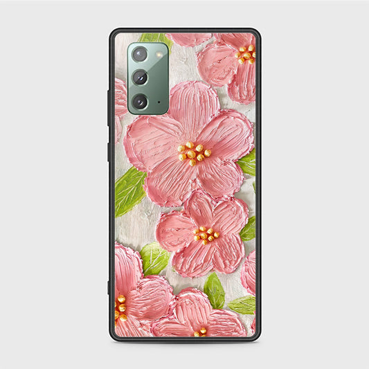 Samsung Galaxy Note 20 Cover - Floral Series - Design 9 - Pink & Green - HQ Ultra Shine Premium Infinity Glass Soft Silicon Borders Case
