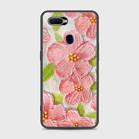 Oppo F9 Cover - Floral Series - Design 9 - Pink & Green - HQ Ultra Shine Premium Infinity Glass Soft Silicon Borders Case