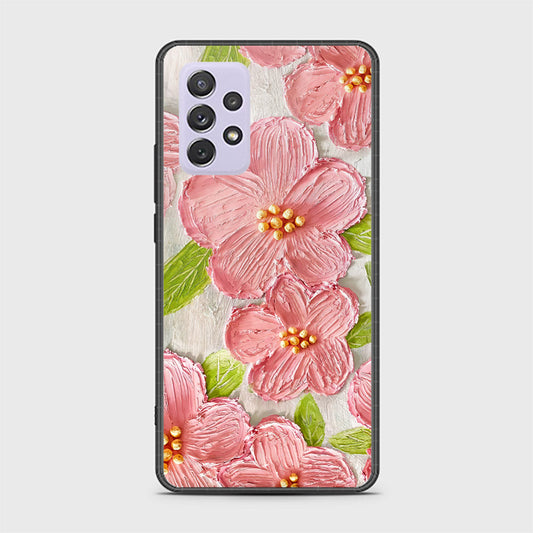Samsung Galaxy A72 Cover - Floral Series - Design 9 - Pink & Green - HQ Ultra Shine Premium Infinity Glass Soft Silicon Borders Case