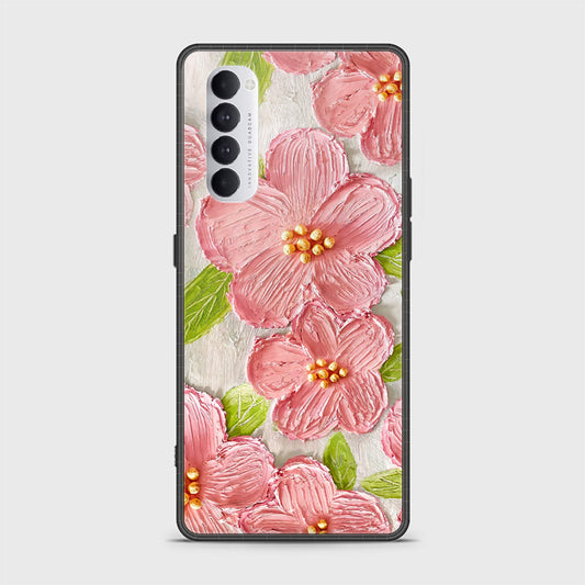 Oppo Reno 4 Pro Cover - Floral Series - Design 9 - Pink & Green - HQ Ultra Shine Premium Infinity Glass Soft Silicon Borders Case