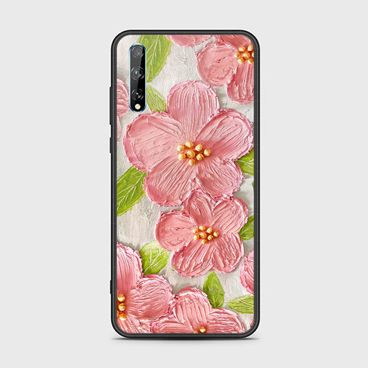 Huawei Y8p Cover - Floral Series - Design 9 - Pink & Green - HQ Ultra Shine Premium Infinity Glass Soft Silicon Borders Case