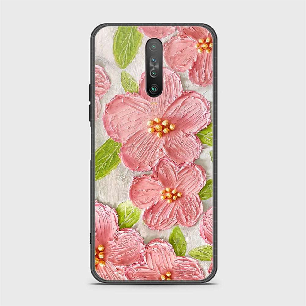 Xiaomi Poco X2 Cover - Floral Series - Design 9 - Pink & Green - HQ Ultra Shine Premium Infinity Glass Soft Silicon Borders Case
