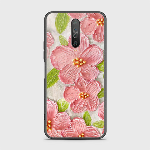 Xiaomi Poco X2 Cover - Floral Series - Design 9 - Pink & Green - HQ Ultra Shine Premium Infinity Glass Soft Silicon Borders Case