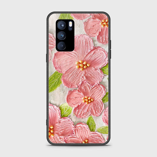 Oppo Reno 6 Pro 5G Cover - Floral Series - Design 9 - Pink & Green - HQ Ultra Shine Premium Infinity Glass Soft Silicon Borders Case