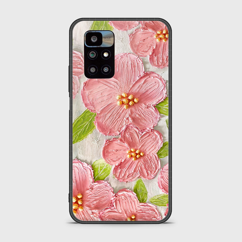 Xiaomi Redmi 10 Prime Cover - Floral Series - Design 9 - Pink & Green - HQ Ultra Shine Premium Infinity Glass Soft Silicon Borders Case