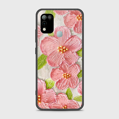 Infinix Hot 11 Play Cover - Floral Series - Design 9 - Pink & Green - HQ Ultra Shine Premium Infinity Glass Soft Silicon Borders Case