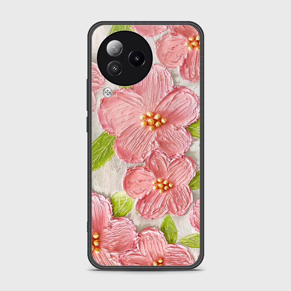 Realme C53 Cover - Floral Series - Design 9 - Pink & Green - HQ Ultra Shine Premium Infinity Glass Soft Silicon Borders Case