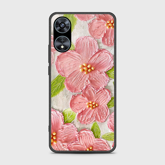 Oppo A78 4G Cover - Floral Series - Design 9 - Pink & Green - HQ Ultra Shine Premium Infinity Glass Soft Silicon Borders Case