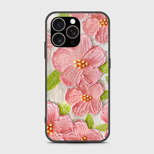 iPhone 15 Pro Max Cover - Floral Series - Design 9 - Pink & Green - HQ Ultra Shine Premium Infinity Glass Soft Silicon Borders Case