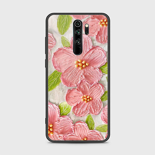 Xiaomi Redmi Note 8 Pro Cover - Floral Series - Design 9 - Pink & Green - HQ Ultra Shine Premium Infinity Glass Soft Silicon Borders Case