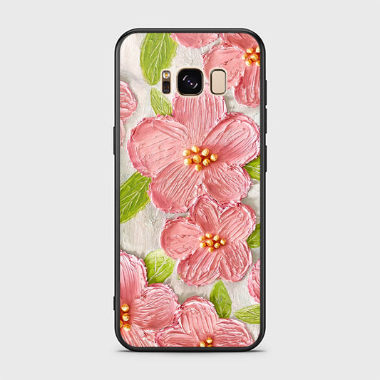 Samsung Galaxy S8 Plus Cover - Floral Series - Design 9 - Pink & Green - HQ Ultra Shine Premium Infinity Glass Soft Silicon Borders Case (Fast Delivery)