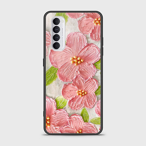 Oppo Reno 4 Pro Cover - Floral Series - Design 9 - Pink & Green - HQ Ultra Shine Premium Infinity Glass Soft Silicon Borders Case