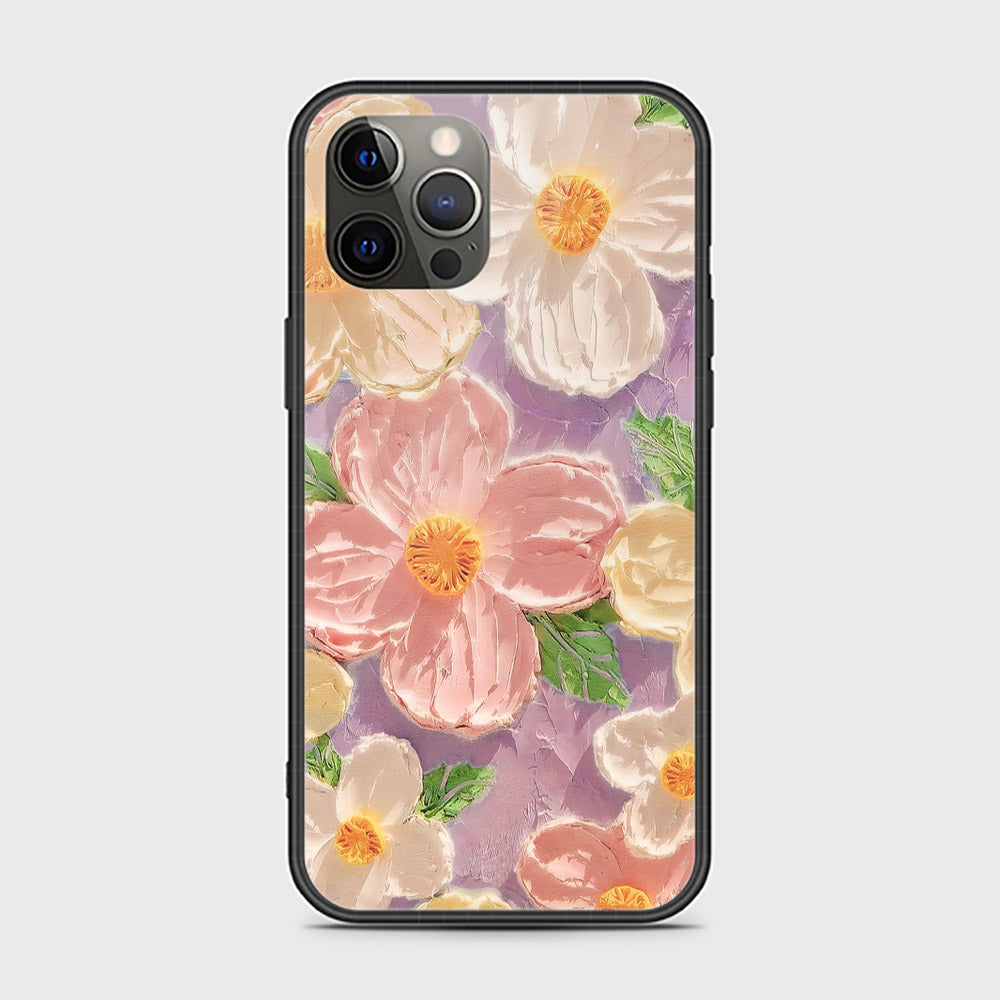 iPhone 12 Pro Max Cover - Floral Series - Design 11 - White & Green - HQ Ultra Shine Premium Infinity Glass Soft Silicon Borders Case