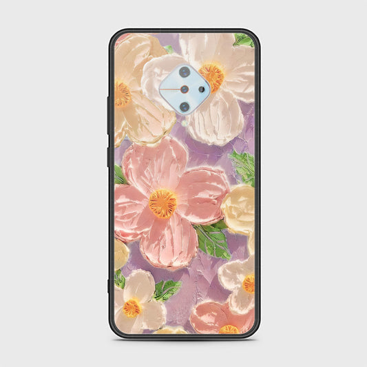 Vivo S1 Pro Cover - Floral Series - Design 11 - White & Green - HQ Ultra Shine Premium Infinity Glass Soft Silicon Borders Case