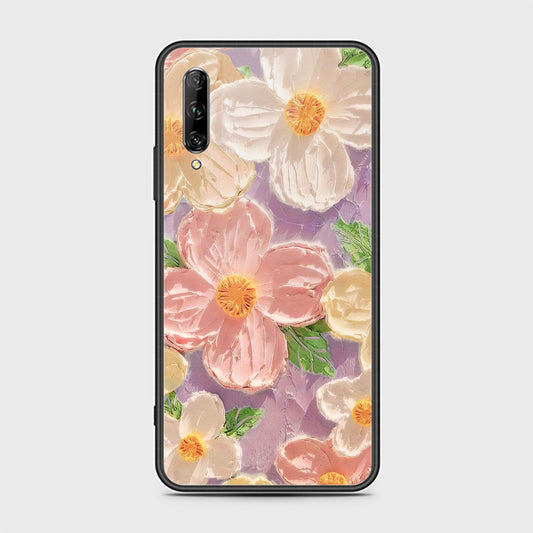 Huawei Y9s Cover - Floral Series - Design 11 - White & Green - HQ Ultra Shine Premium Infinity Glass Soft Silicon Borders Case