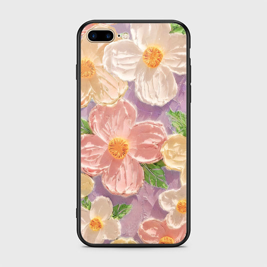 iPhone 8 Plus / 7 Plus Cover - Floral Series - Design 11 - White & Green - HQ Ultra Shine Premium Infinity Glass Soft Silicon Borders Case