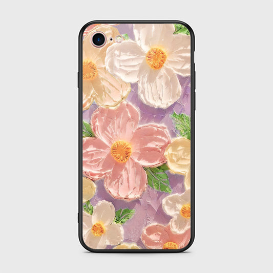 iPhone 8 / 7 Cover - Floral Series - Design 11 - White & Green - HQ Ultra Shine Premium Infinity Glass Soft Silicon Borders Case