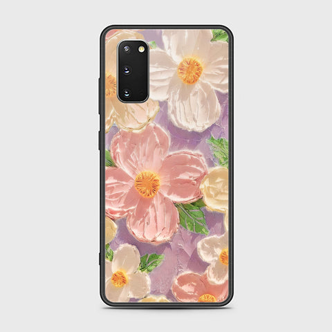 Samsung Galaxy S20 Cover - Floral Series - Design 11 - White & Green - HQ Ultra Shine Premium Infinity Glass Soft Silicon Borders Case