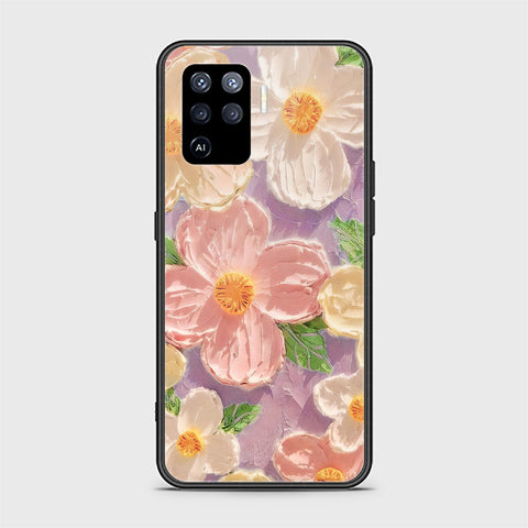 Oppo F19 Pro Cover - Floral Series - Design 11 - White & Green - HQ Ultra Shine Premium Infinity Glass Soft Silicon Borders Case