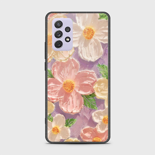 Samsung Galaxy A72 Cover - Floral Series - Design 11 - White & Green - HQ Ultra Shine Premium Infinity Glass Soft Silicon Borders Case