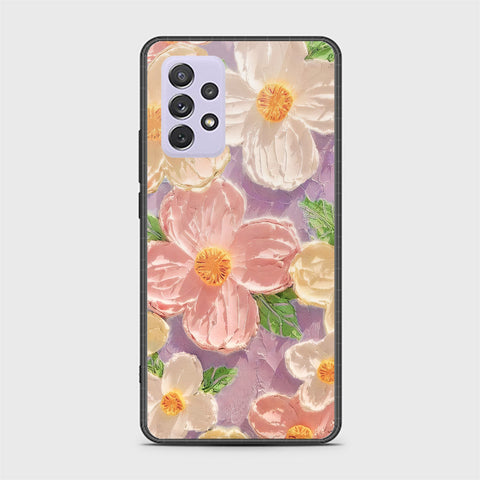 Samsung Galaxy A72 Cover - Floral Series - Design 11 - White & Green - HQ Ultra Shine Premium Infinity Glass Soft Silicon Borders Case