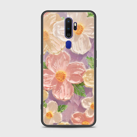 Oppo A5 2020 Cover - Floral Series - Design 11 - White & Green - HQ Ultra Shine Premium Infinity Glass Soft Silicon Borders Case